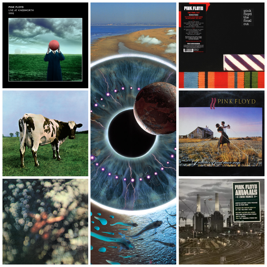 Collage of Pink Floyd's iconic albums