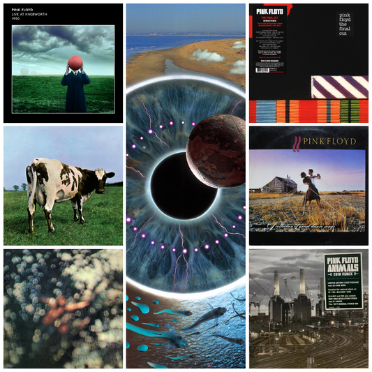 Collage of Pink Floyd's iconic albums