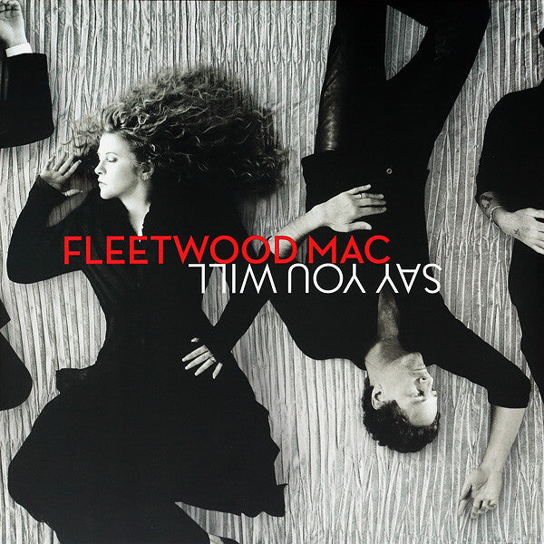 Fleetwood Mac Say You Will vinyl album cover with band members lying on a patterned floor.