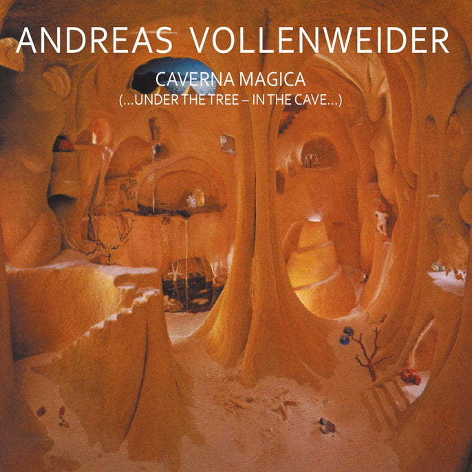 Andreas Vollenweider Caverna Magica album cover with surreal cave artwork and earthy tones