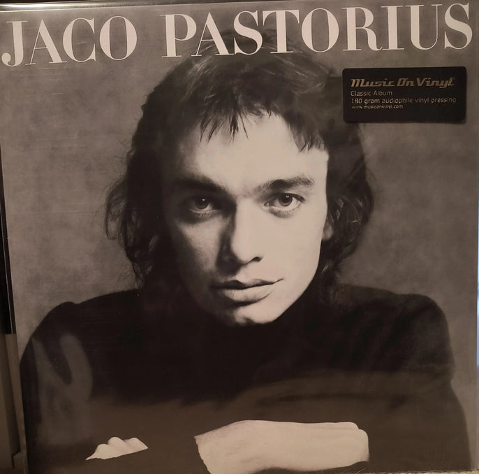 Jaco Pastorius vinyl record cover featuring black and white portrait with classic album label