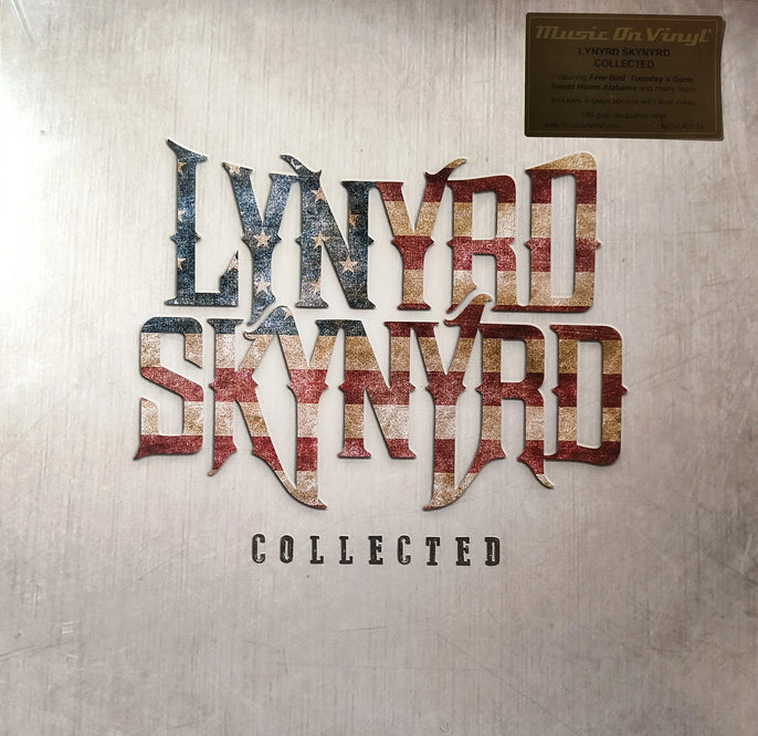 Lynyrd Skynyrd Collected vinyl album cover with American flag design on metallic background
