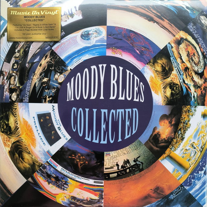 Moody Blues Collected vinyl record cover with album artwork collage and bold title text