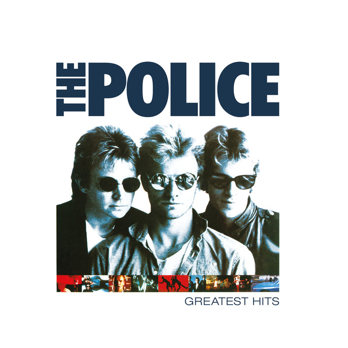 The Police Greatest Hits album cover with three band members in sunglasses and bold title text.