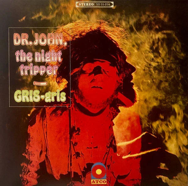 Dr. John Gris-Gris vinyl album cover with psychedelic red lighting and smoky background