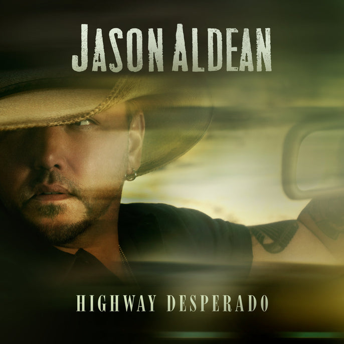 Country music album cover with man in cowboy hat and text 'Highway Desperado'
