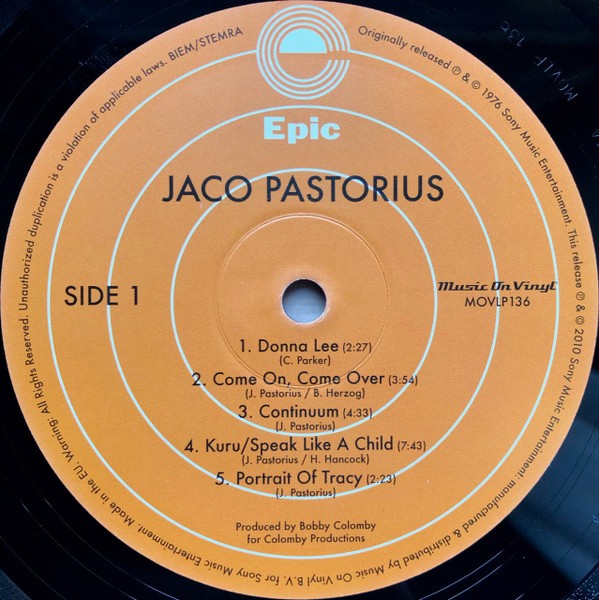 Jaco Pastorius - Self-Titled - MOV 180 Gram - 1 LP - Brand New/Sealed Vinyl