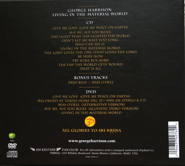 George Harrison - Living In The Material World - Like New! CD Boxset w/extra DVD