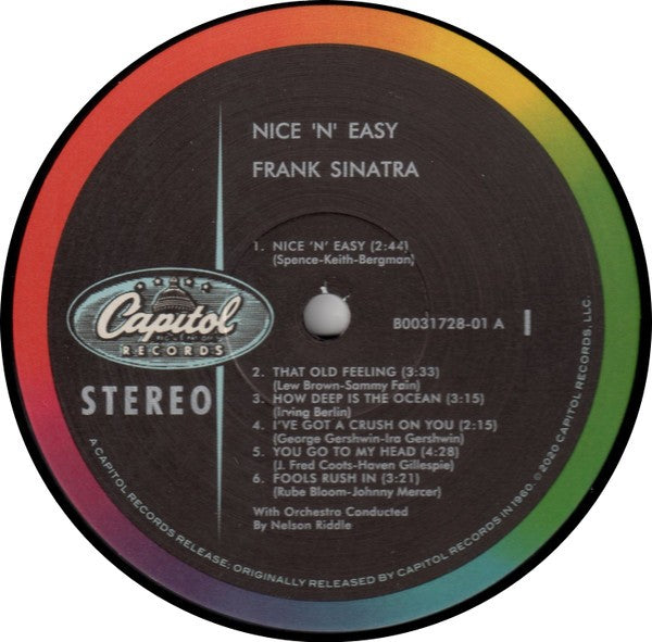 Frank Sinatra Nice 'n' Easy vinyl record label with Capitol Records logo and tracklist