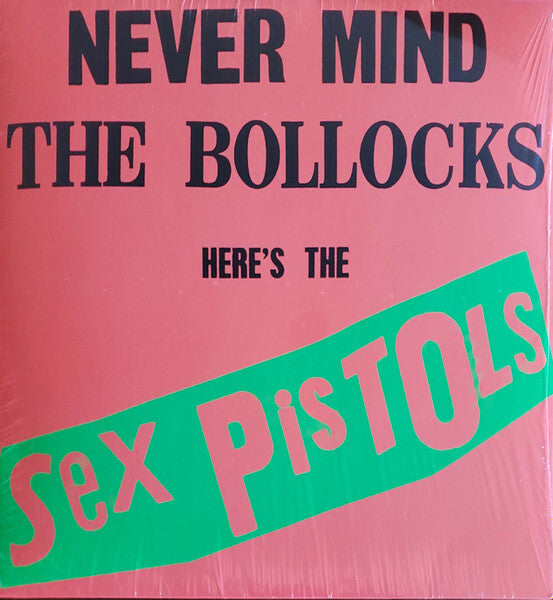 Never Mind the Bollocks Sex Pistols punk vinyl record album cover with bold text design