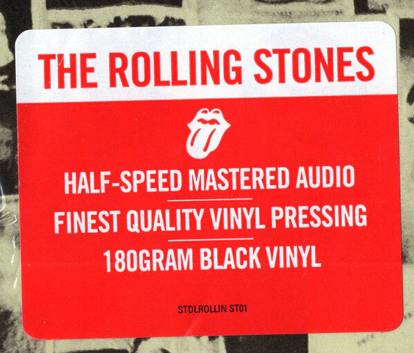 The Rolling Stones vinyl sticker with half-speed mastered audio, 180g black vinyl details