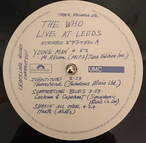 The Who - Live At Leeds - Cut At Abbey Road - Half-Speed - 1 LP New/Sealed Vinyl