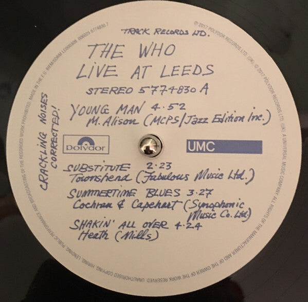 The Who - Live At Leeds - Cut At Abbey Road - Half-Speed - 1 LP New/Sealed Vinyl