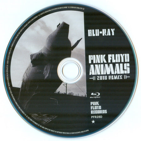 Pink Floyd Animals 2018 Remix Blu-ray disc with inflatable pig and industrial background