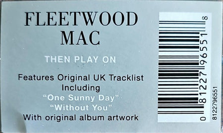 Fleetwood Mac Then Play On original UK tracklist sticker with barcode on vinyl album