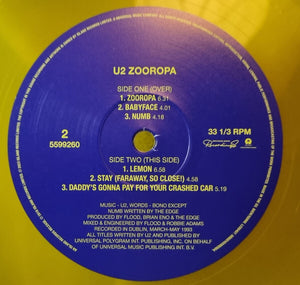 U2 - Zooropa - Limited Edition - 30th Anniversary - 2LP Yellow Transparent Vinyl