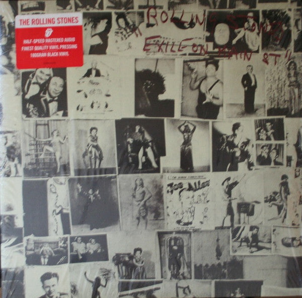 Rolling Stones Exile on Main St. vinyl record album cover with black and white photo collage