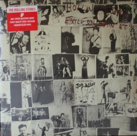 Rolling Stones Exile on Main St. vinyl record album cover with black and white photo collage