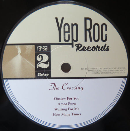 Yep Roc Records vinyl label for The Crossing album, side 2, track list visible