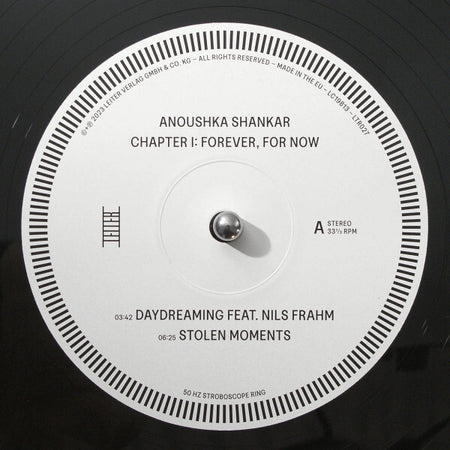 Anoushka Shankar Chapter I: Forever, For Now vinyl record side A label, featuring track details.