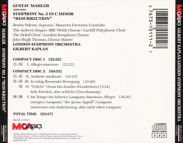 Mahler - London Symphony Orchestra Symphony No. 2 "Resurrection" - Preowned 2xCD