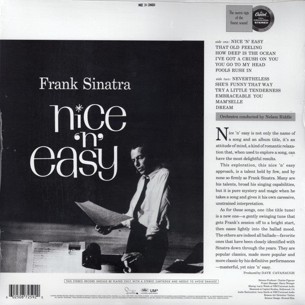 Frank Sinatra Nice 'n' Easy vinyl record album cover, black and white, classic jazz LP