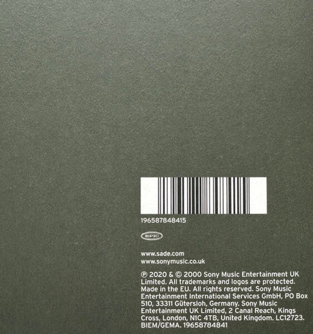 Vinyl record back cover with barcode, copyright text, website URLs, and a matte finish.