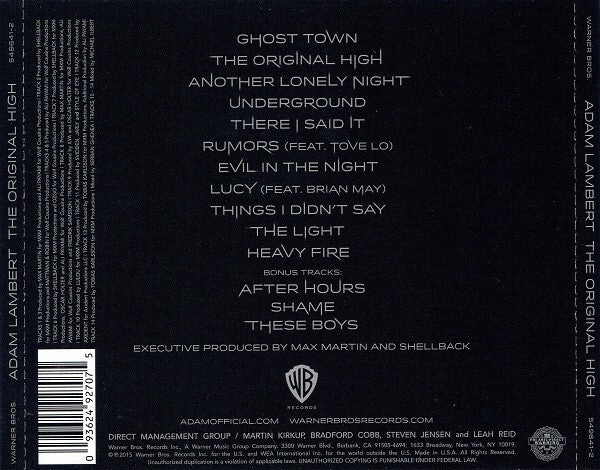 Adam Lambert - The Original High - Used CD