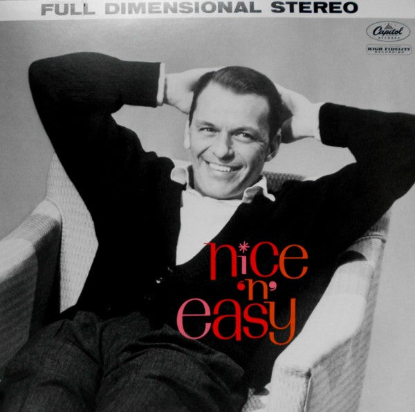 Black and white vinyl album cover featuring a smiling man lounging in a chair, text 'nice 'n' easy'.