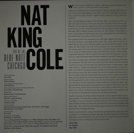 Nat King Cole Live at the Blue Note Chicago vinyl record album cover text with artist credits