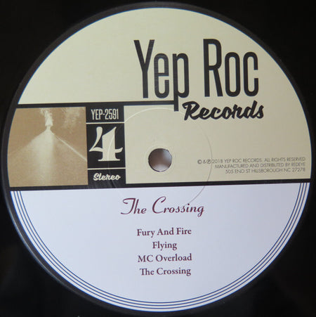 Yep Roc Records vinyl label for The Crossing featuring tracklist and album logo