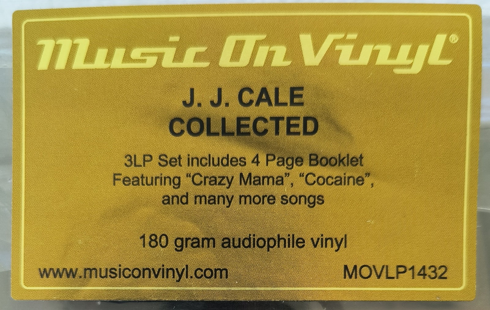 J.J. Cale Collected 3LP vinyl set sticker with booklet, 180 gram audiophile record.