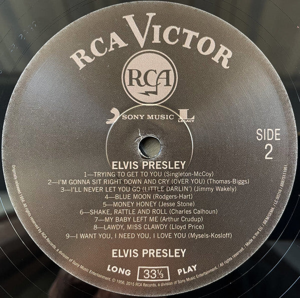 Elvis Presley RCA Victor vinyl record label with tracklist, classic music LP, Side 2.