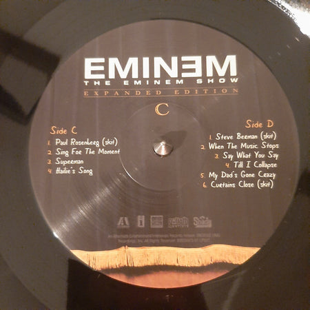 Eminem The Eminem Show expanded edition vinyl record with tracklist visible on label