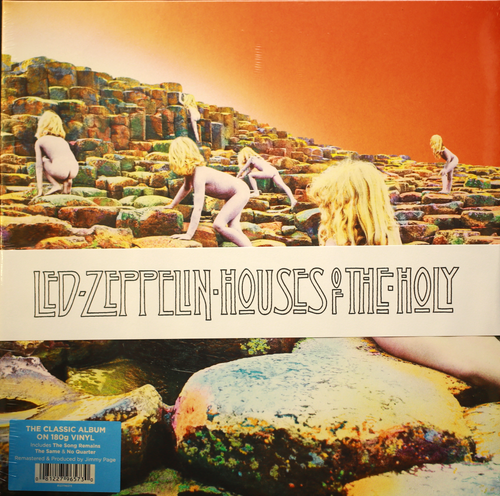 Led Zeppelin Houses of the Holy vinyl album cover with children on rocky landscape