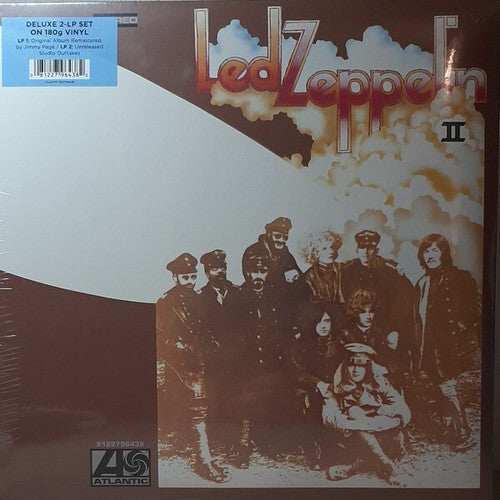 Led Zeppelin II vinyl record album cover with sepia-toned band photo and smoke background