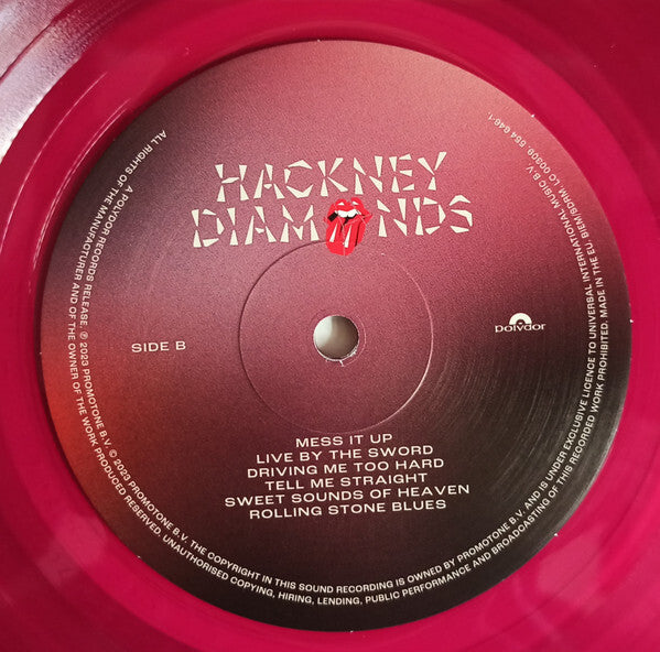 Hackney Diamonds vinyl record side B with tracklist, translucent red color, music album