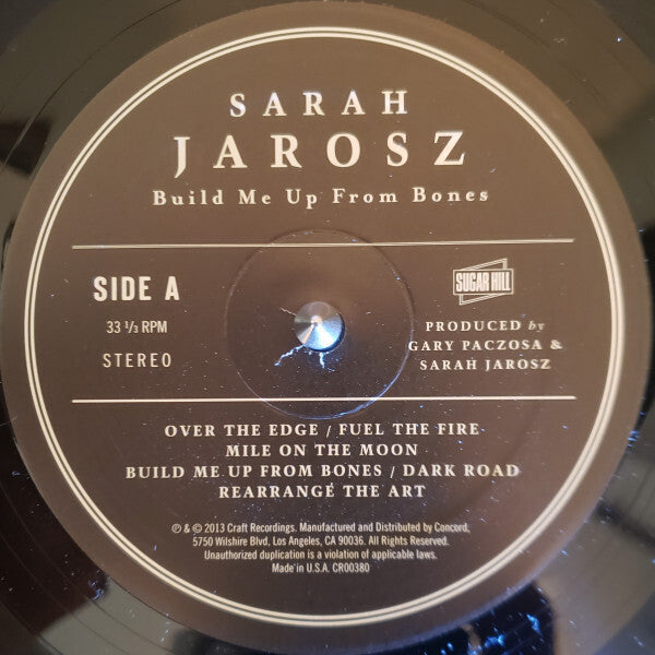 Sarah Jarosz Build Me Up From Bones vinyl record Side A tracklist close-up