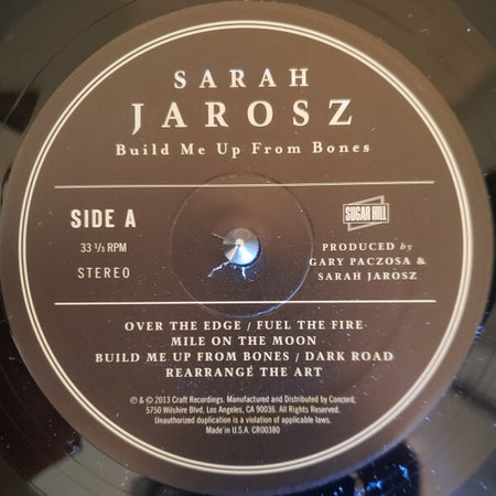 Sarah Jarosz Build Me Up From Bones vinyl record Side A tracklist close-up