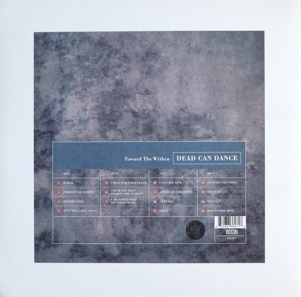 Dead Can Dance Toward the Within vinyl record back cover with tracklist and cloudy background