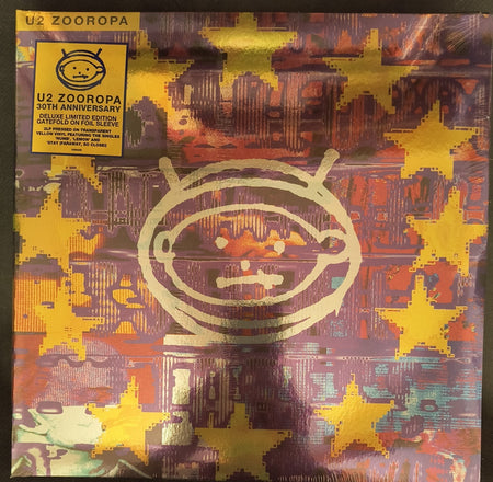 U2 Zooropa 30th Anniversary deluxe limited edition vinyl record in foil sleeve with colorful star and astronaut artwork