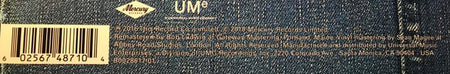 Close-up of a vinyl record cover with Mercury and UM logos, barcode, and denim texture.