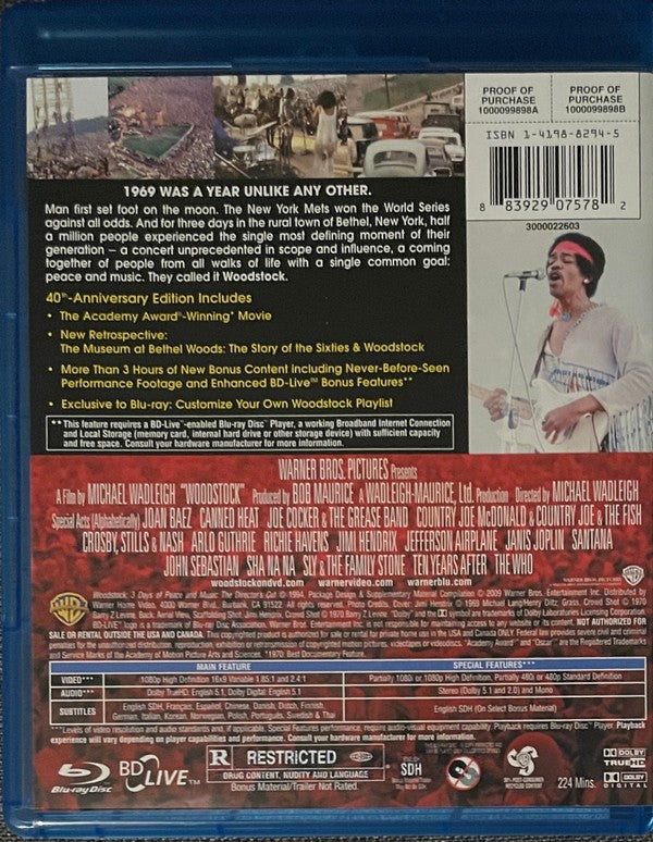 Woodstock: 3 Days Of Peace And Music: Blu-Ray  The Director's Cut - Playtested