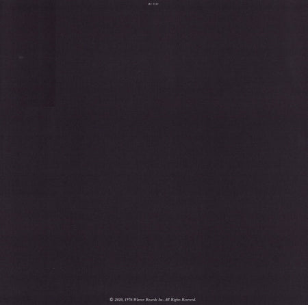 Minimalist black vinyl record cover with small white text, classic music album sleeve