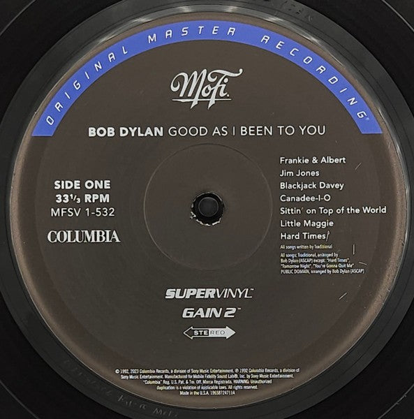 Bob Dylan - Good As I Been To You Limited Edition/Numbered Audiophile SuperVinyl