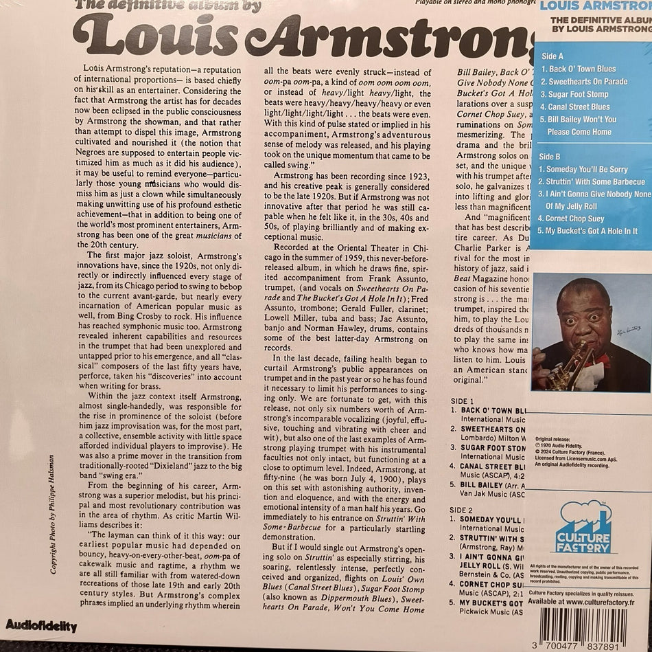 Louis Armstrong - The Definitive Album By Louis Armstrong - 1LP New Blue Vinyl