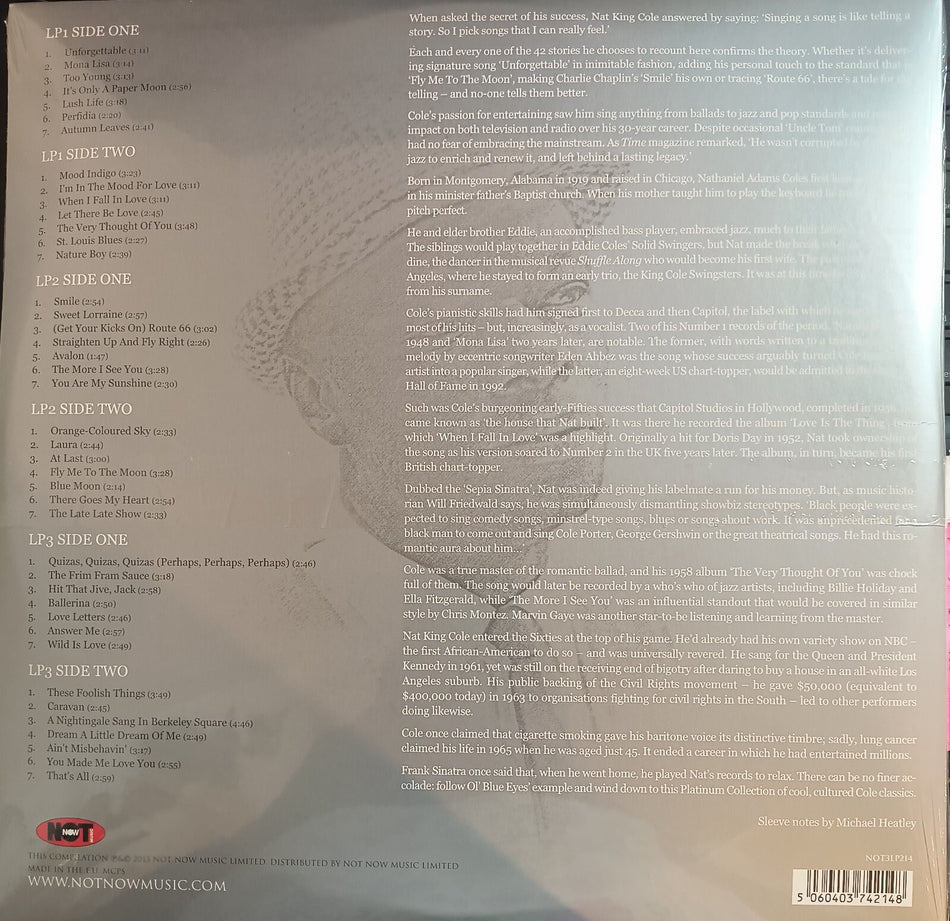 Nat King Cole - The Platinum Collection - 3LP - White Vinyl - New/Sealed
