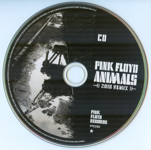 Pink Floyd Animals 2018 Remix CD with industrial artwork and bold white text
