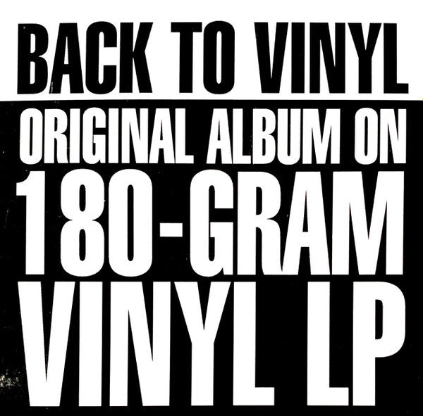 Back to vinyl original album 180-gram vinyl LP black and white promotional graphic