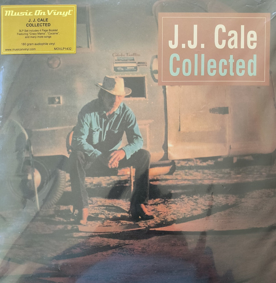 J.J. Cale Collected vinyl album cover featuring a man in a hat sitting outside a trailer.